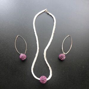 🪩🕺Purple crystal disco-ball Necklace & Earrings